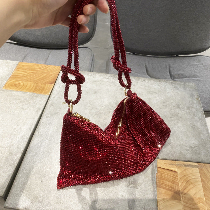 Women's Fashion Simple Rhinestone Underarm Bag