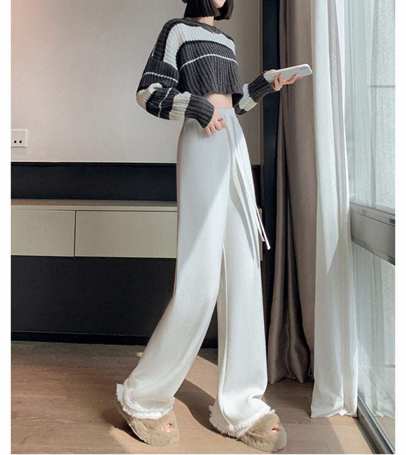 Glutinous Rice Pants High Waist Drooping Casual Soft Glutinous Mop Pants