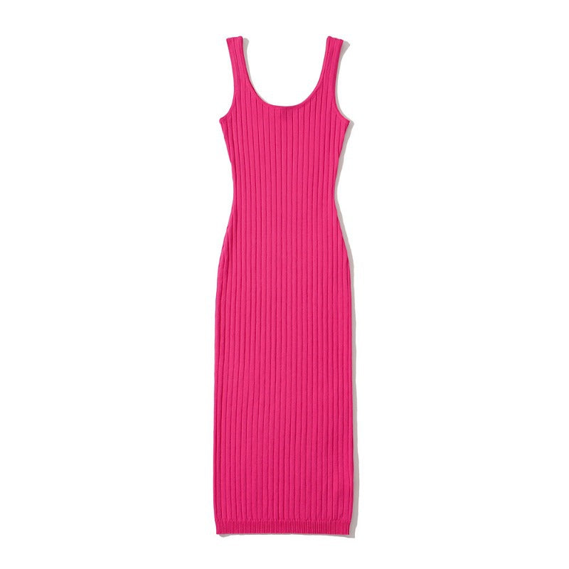 New Solid Color Knitted Dress