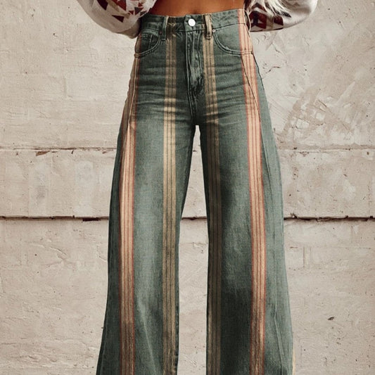 Casual And Fashionable Denim Wide Leg Pants