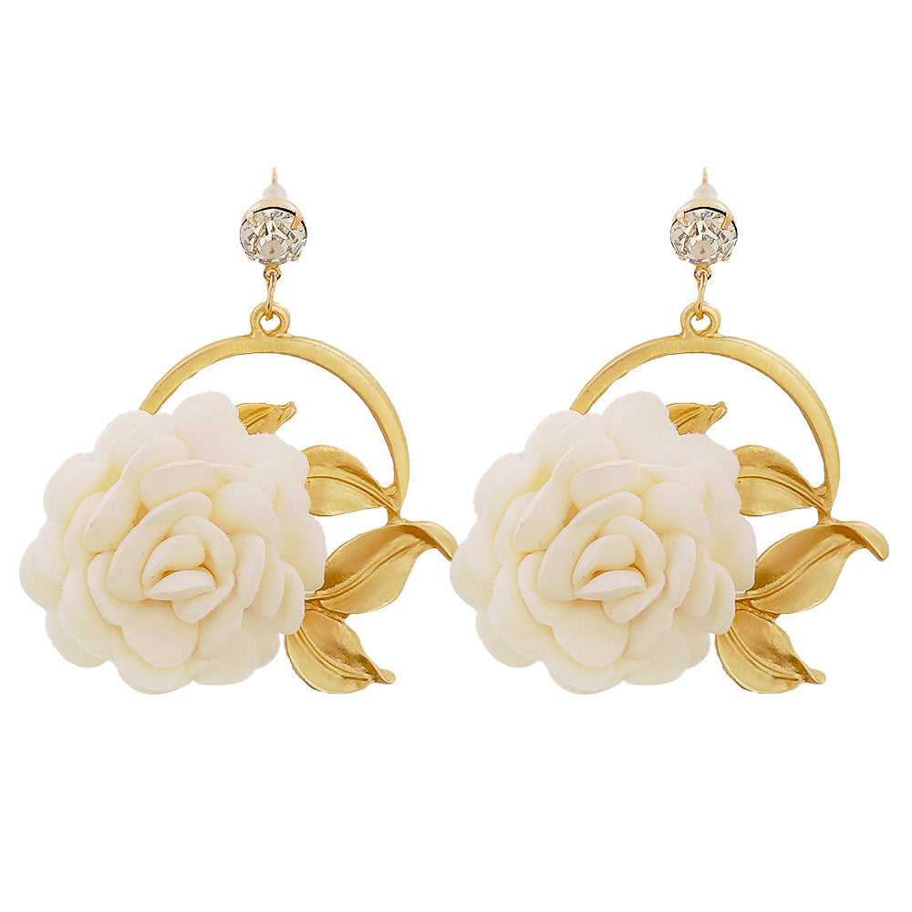 Hanging Cloth Flower Earrings