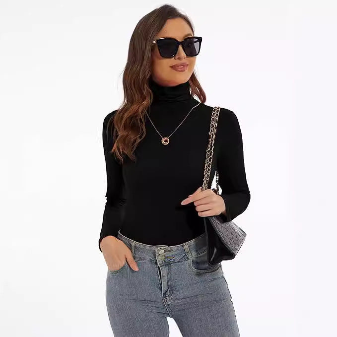 Base Shirt Slim-fit Elegant Graceful Turtleneck