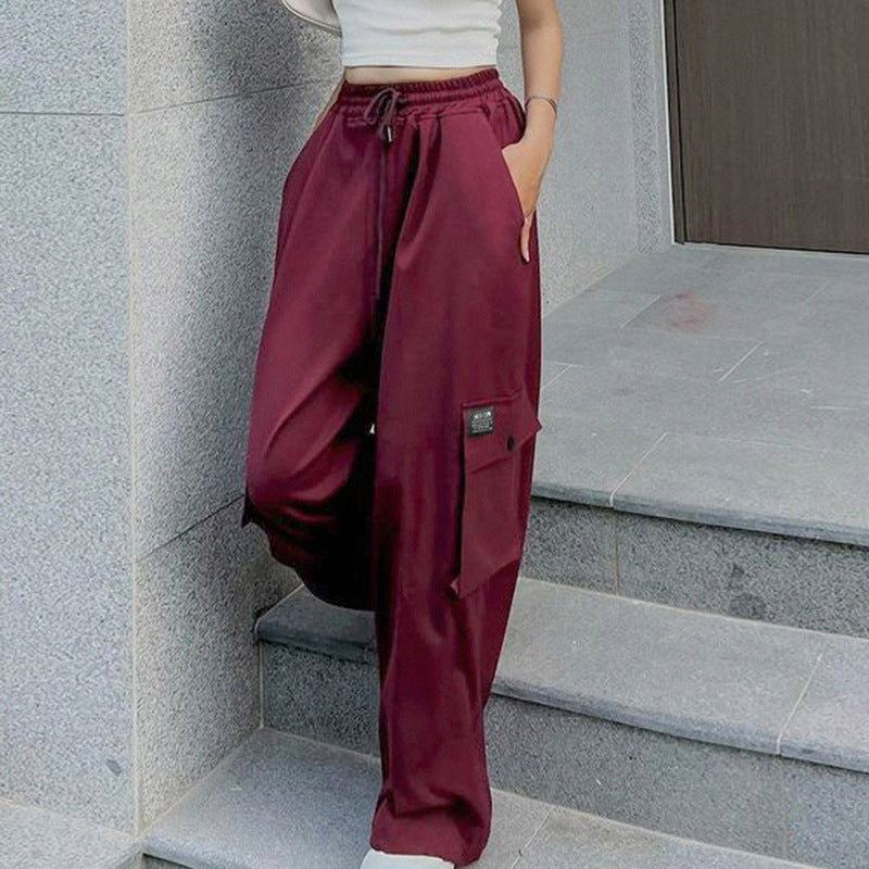 Street Style Flanging Pocket Fashion Wide-leg Overalls Loose