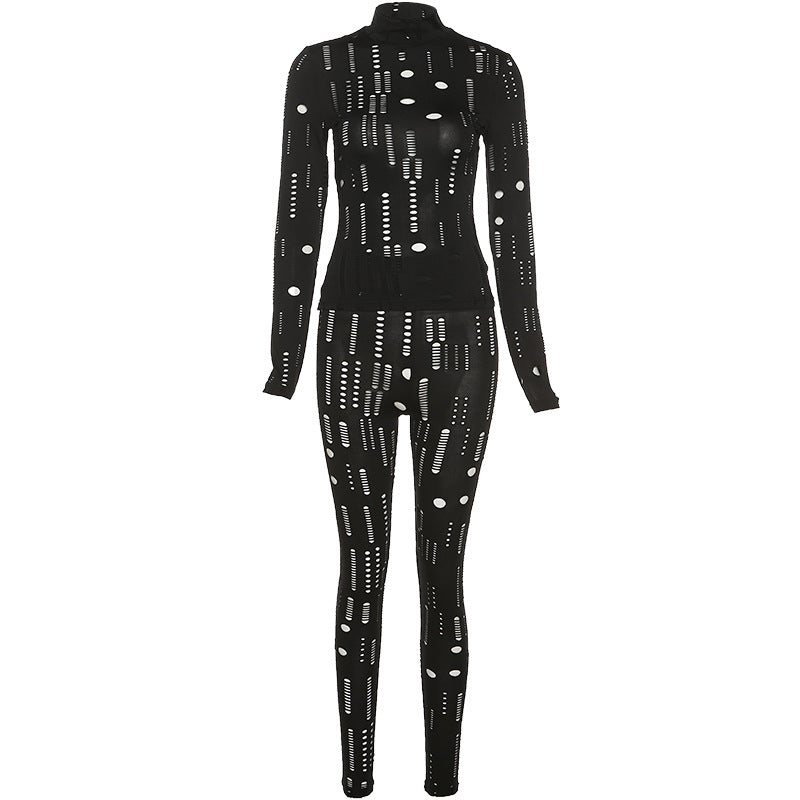 Cutout Ripped Tight Leisure Suit