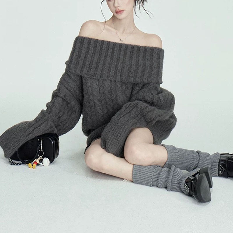 Pure Soft Glutinous Off-shoulder Sweater