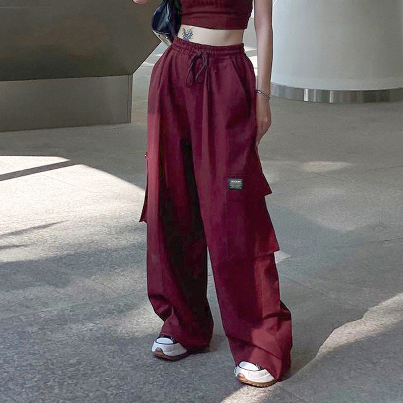 Street Style Flanging Pocket Fashion Wide-leg Overalls Loose