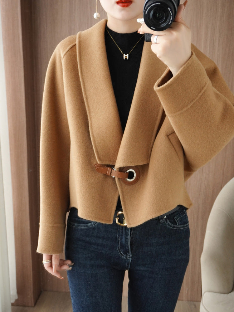 Female Hepburn Style Double-sided Wool Overcoat