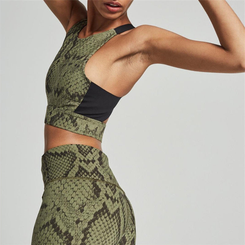 Nice Women's Fashion Snake Print Yoga Suit