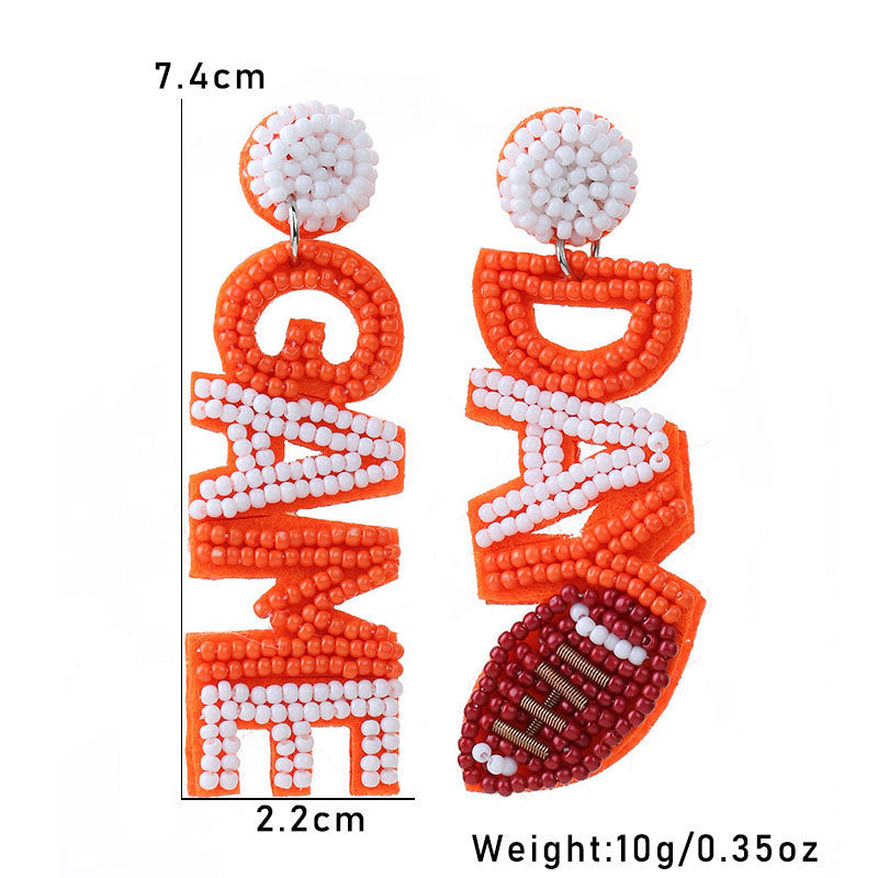 Fashion Letter Rugby Creative All-match Sports Style Handmade Bead Eardrop Earring