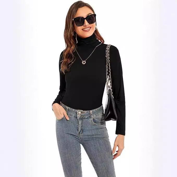 Base Shirt Slim-fit Elegant Graceful Turtleneck