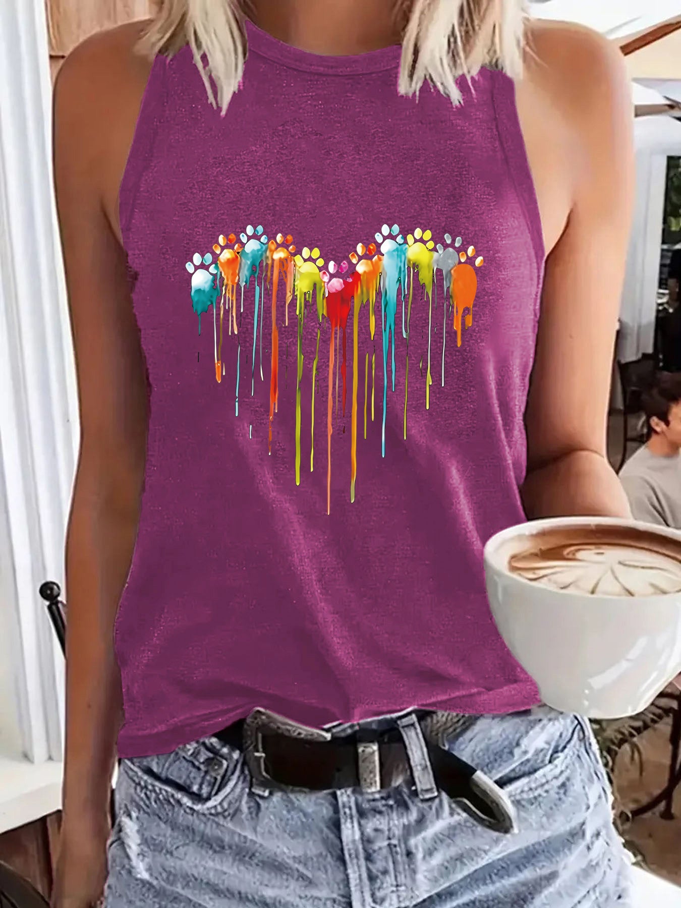 Dog mom Printed Sleeveless Top