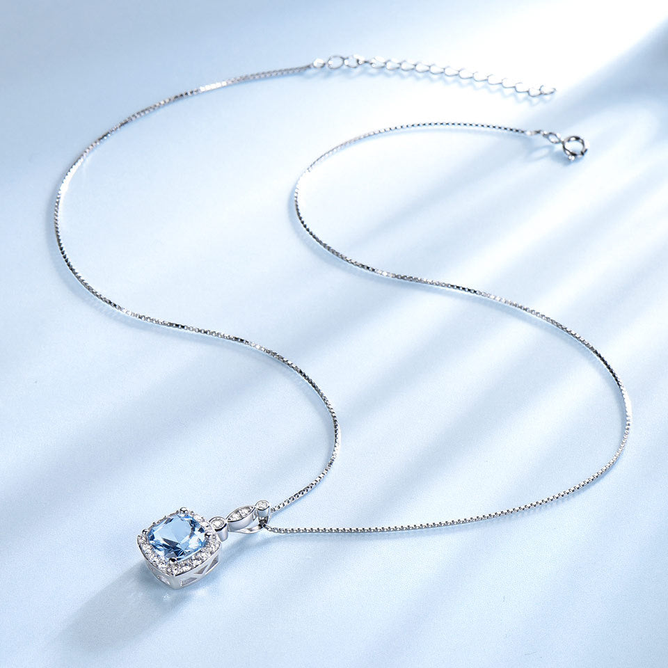 Sterling Silver Necklace Sky Blue Topaz Four-Piece Set