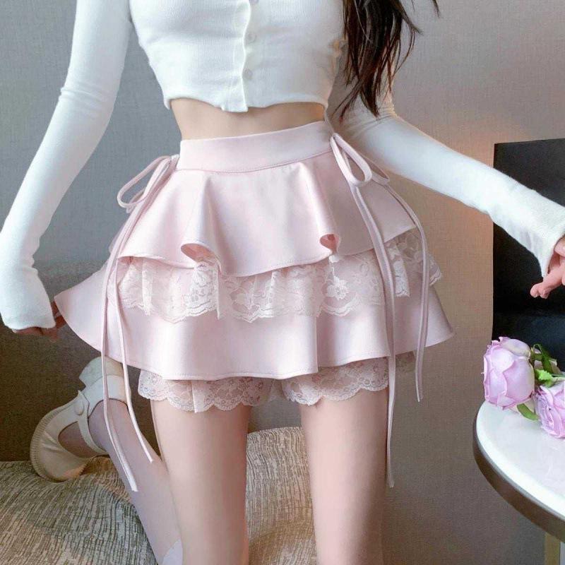 Women's Spring And Summer Mesh Stitching Bubble Skirt