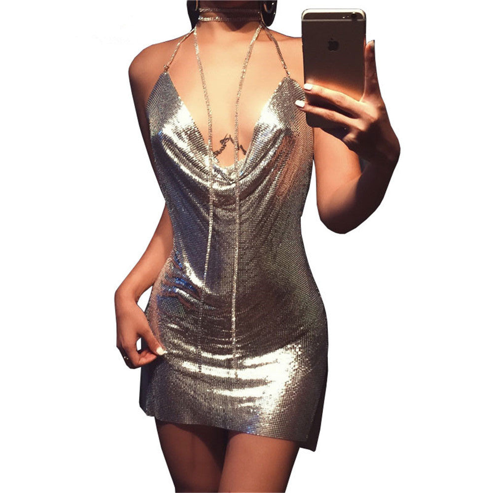 Ali Metal Sequins Dress Rhinestone Women