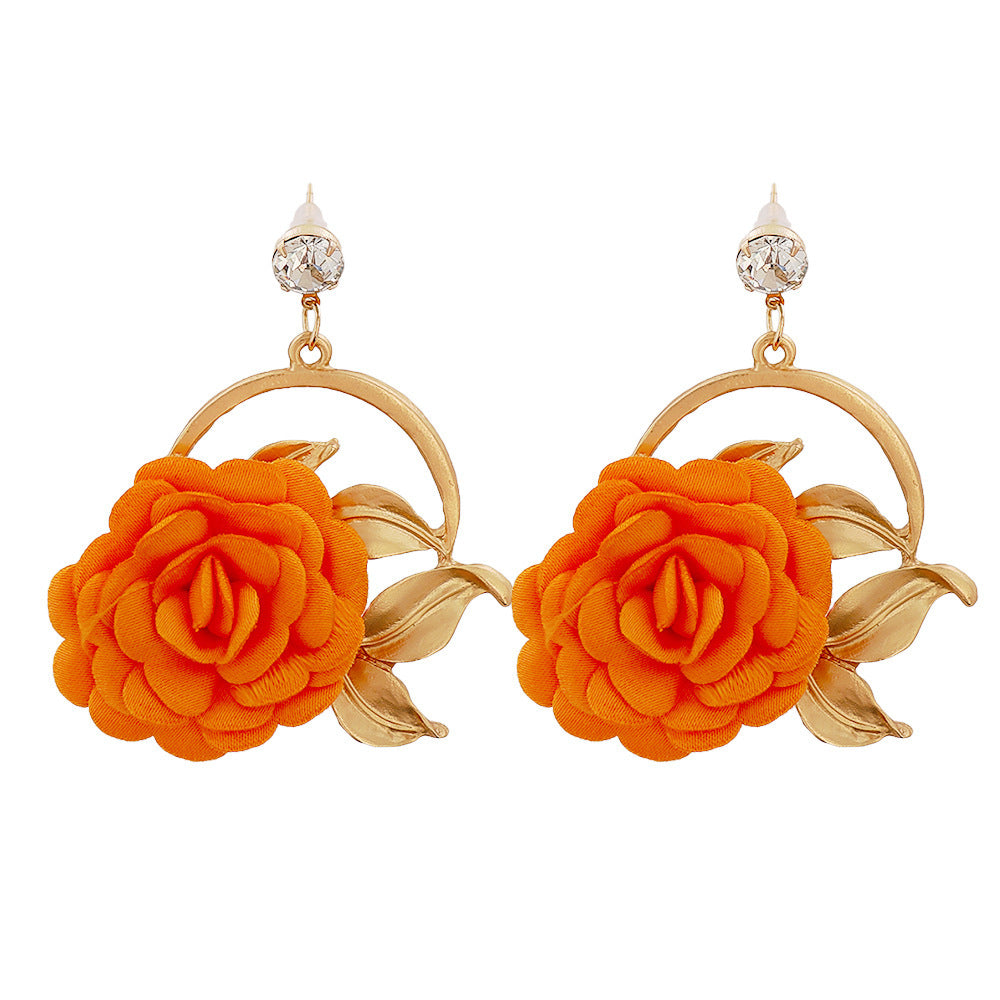 Hanging Cloth Flower Earrings