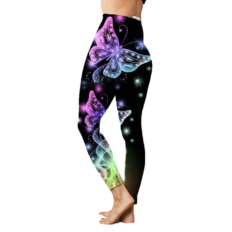 Fashion Women's Printed Stretch Slim Butterfly Yoga Pants