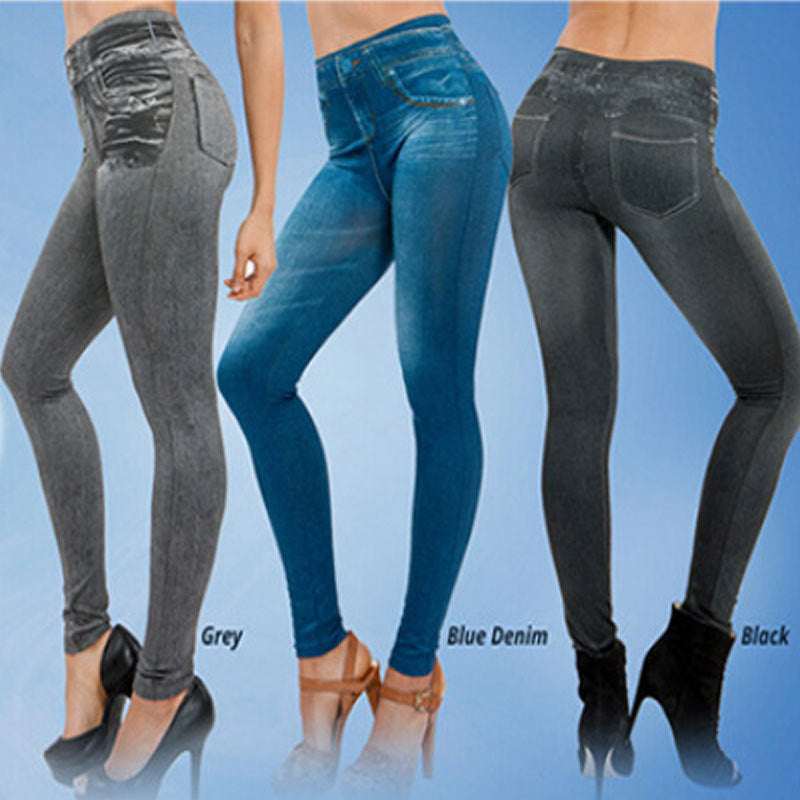 Tight Fake Pocket Corset  Denim Leggings