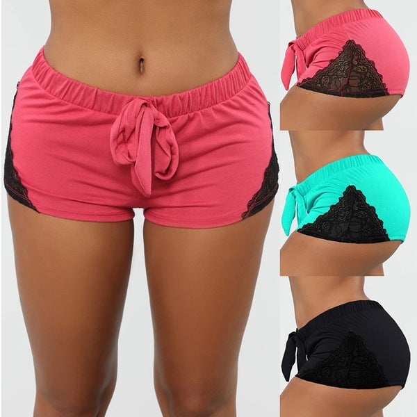 Women's Fashion Lace Patchwork Sports Yoga Shorts