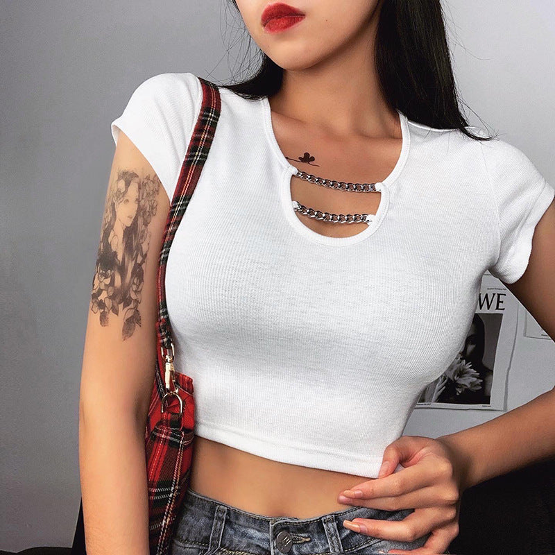 Summer Sexy Slim Cropped Wish Bottoming T-Shirt