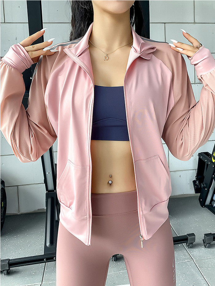 Sports Jacket Women's Breathable Gym ClothesCardiganReflectiveTraining Running Quick-dryingClothes Yoga Clothes Jacket