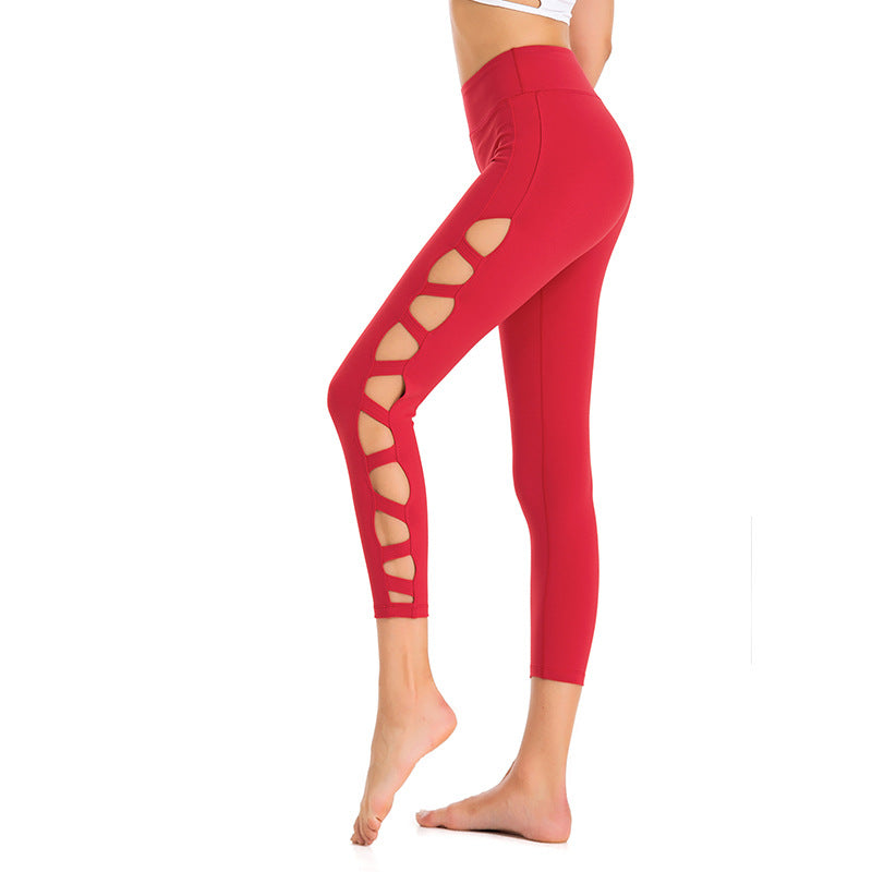 Yoga Clothes Hollow Sexy 7-Point Pants Fitness Sweatpants Quick-Drying Professional Yoga Cropped Pants