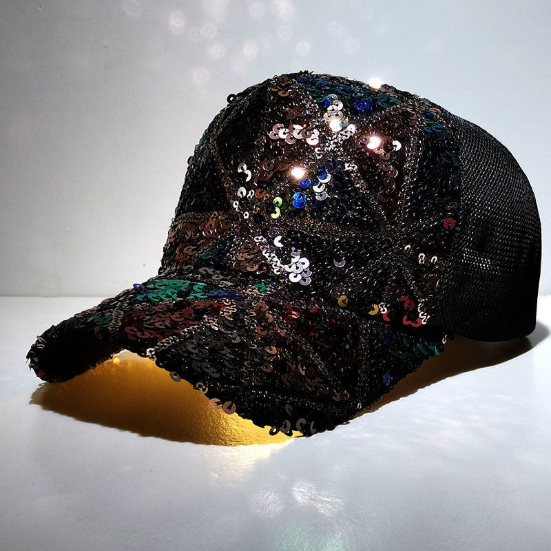 Women'S Summer Colorful Sequins fashion cap