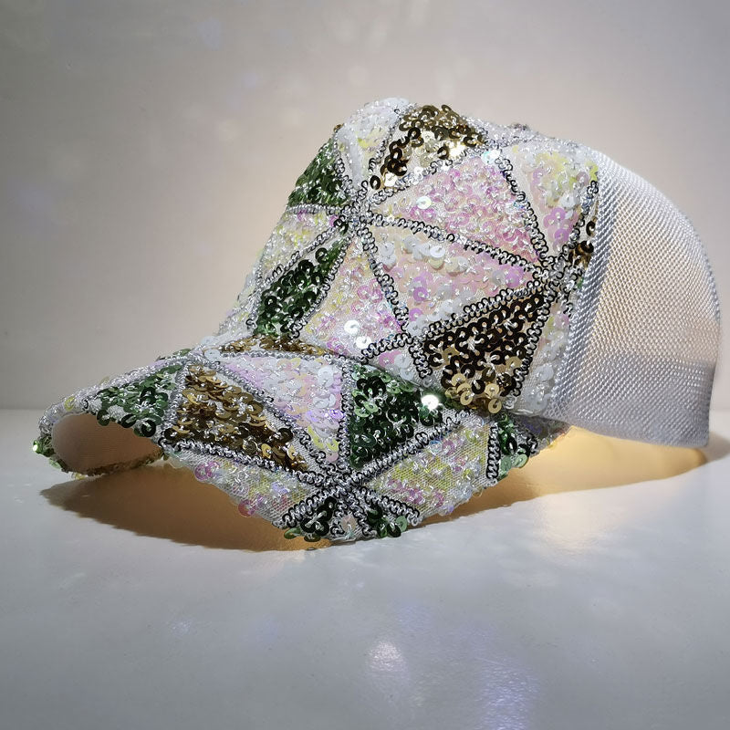 Women'S Summer Colorful Sequins fashion cap