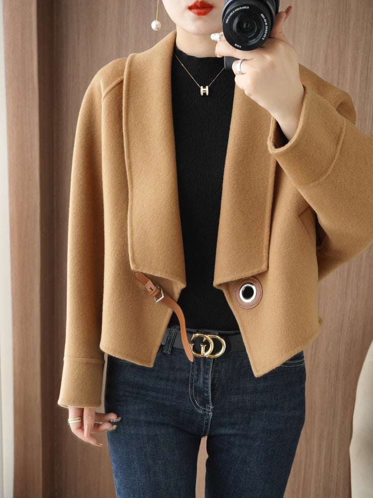 Female Hepburn Style Double-sided Wool Overcoat