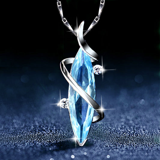 Fashion Blue Crystal Retro Silver Plated Dignified Pendant