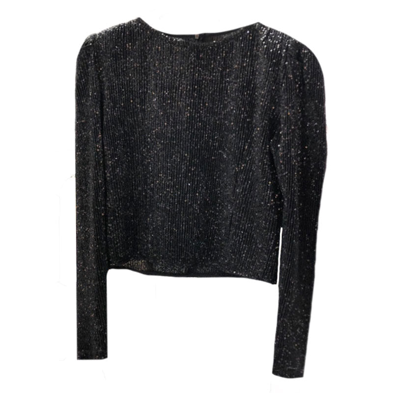 Women's Unique Design Sequined Long-sleeved T-shirt