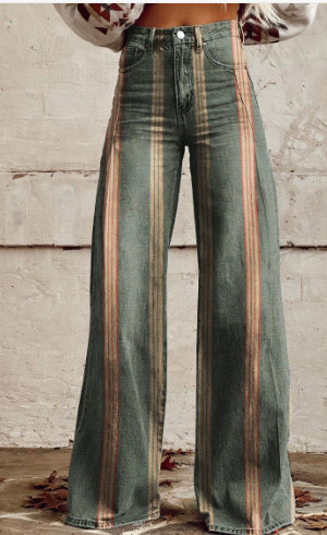 Casual And Fashionable Denim Wide Leg Pants