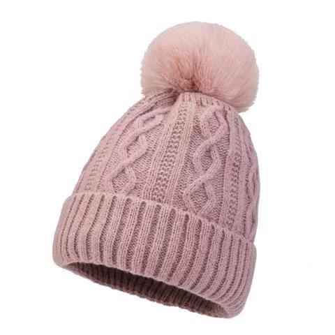 Woolen Winter Ear Protection Fur Ball Pullover Hat