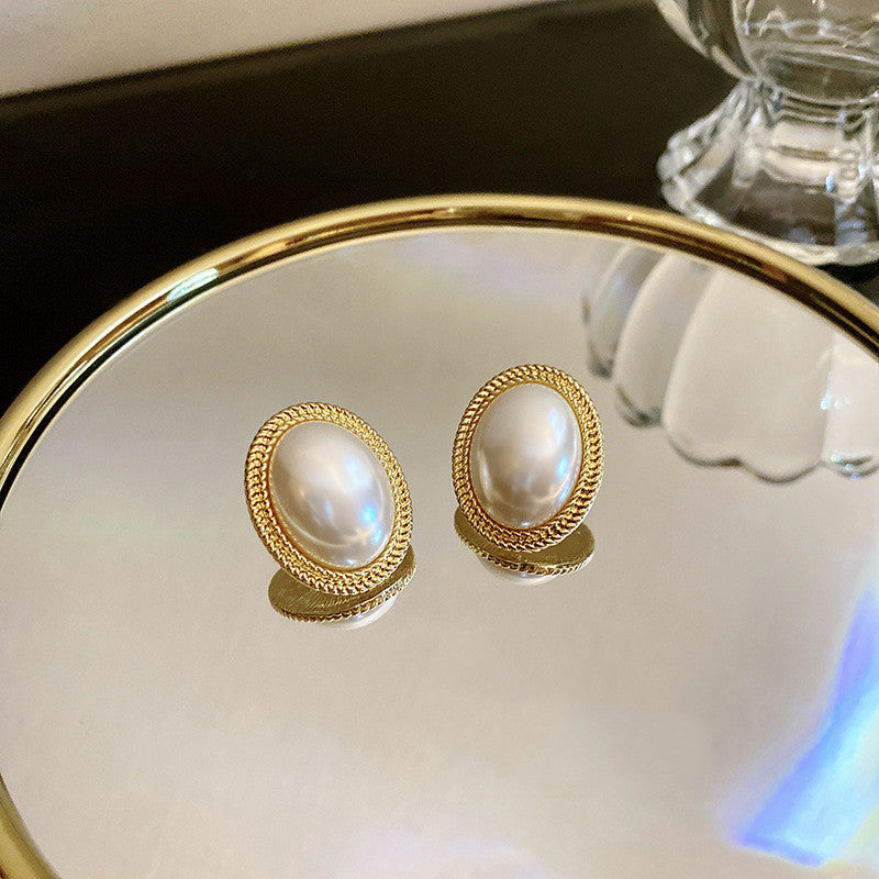 French Retro Hepburn Baroque Pearl Earrings