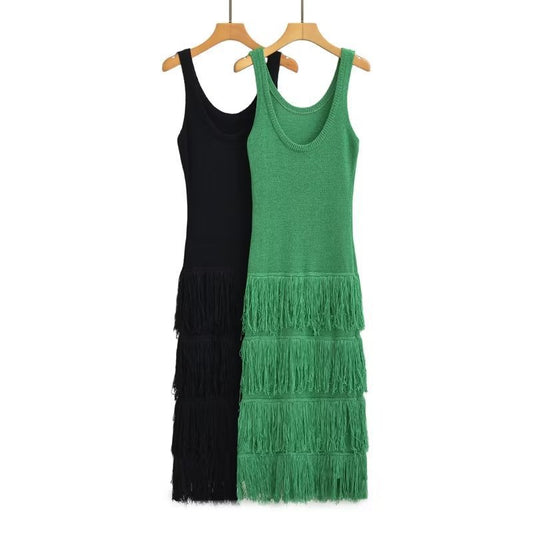 Ladies Tassel Knitted Sling Dress