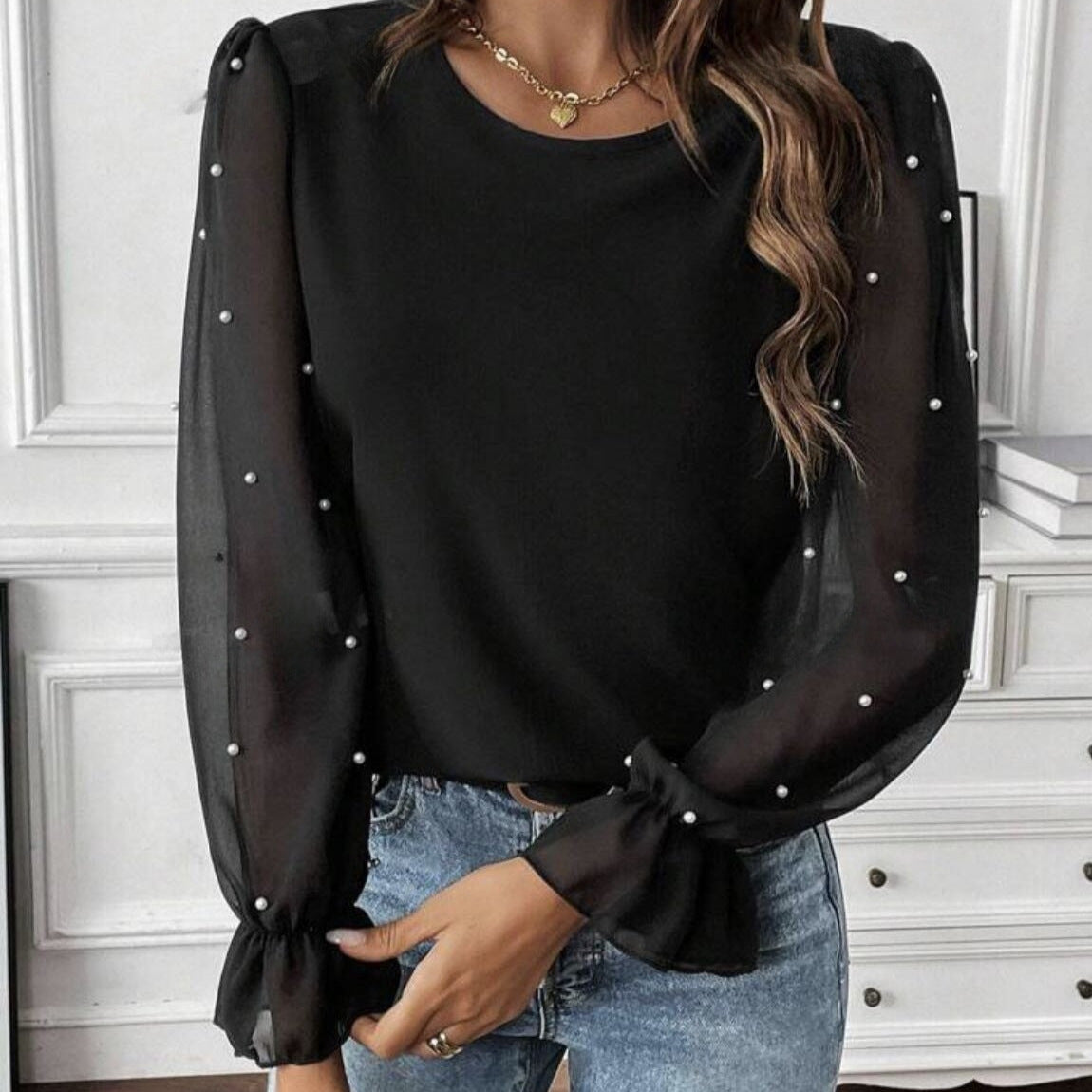 Round Neck Chiffon Top