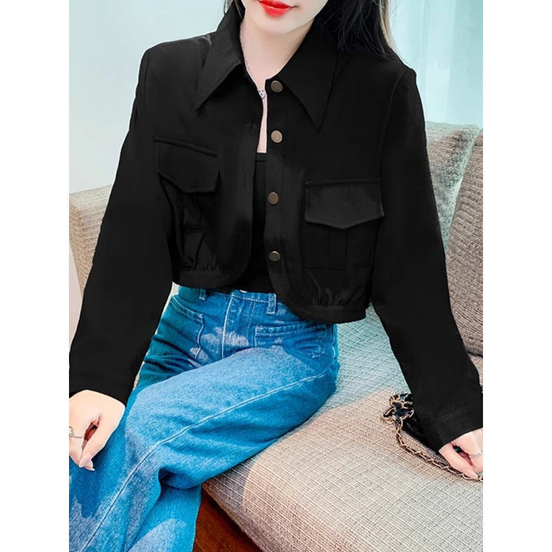 High-end Short Long Sleeve All-match Slimming And Short Sweet jacket Top