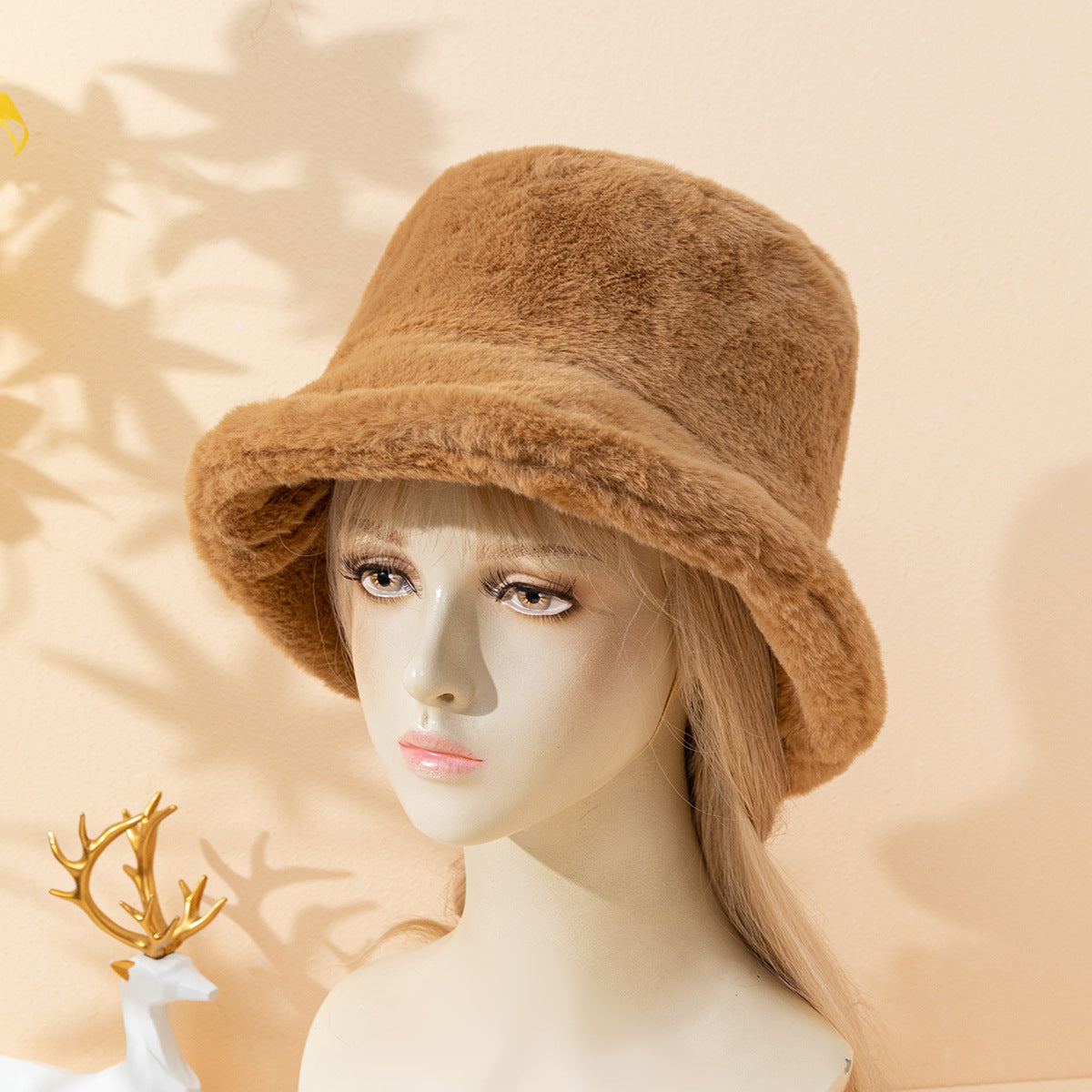 Thickened Plush And Minimalist Imitation Rabbit Hair Basin And Sweet Female Bucket Hat