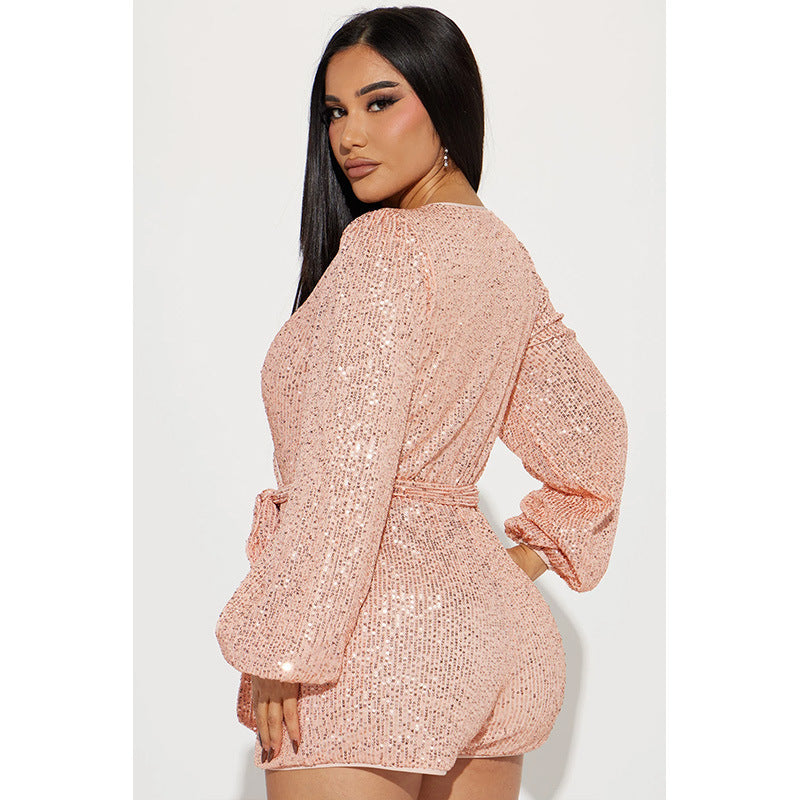 Sequin Fashion One-piece Shorts suit