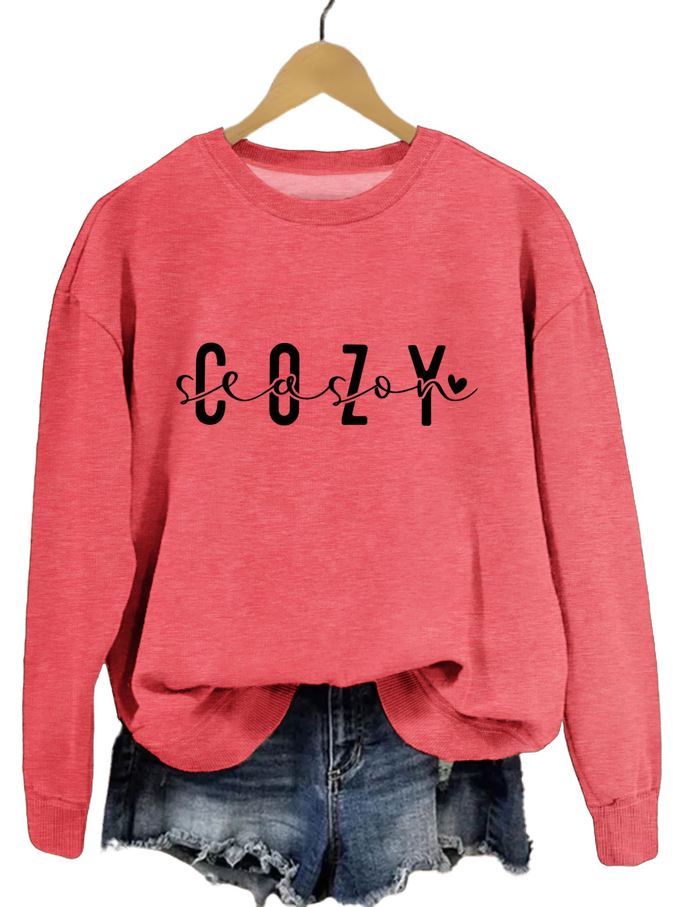 Fashion Printed Cozy Season Autumn Crew Neck Long Sleeve All-match Loose Sweater