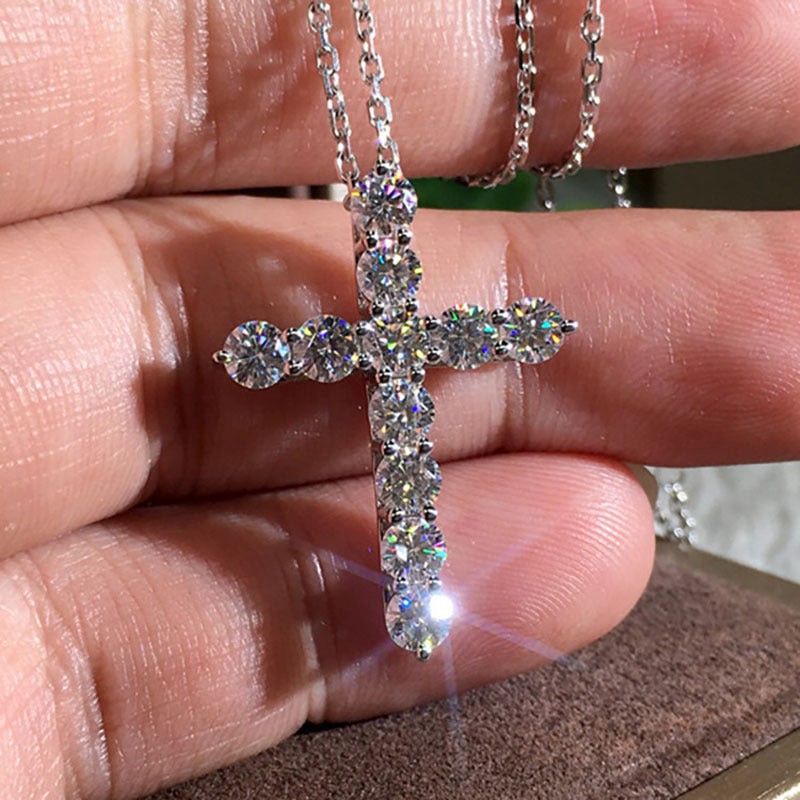 Hip Hop Trend Diamond Cross Necklace