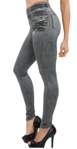 Tight Fake Pocket Corset  Denim Leggings