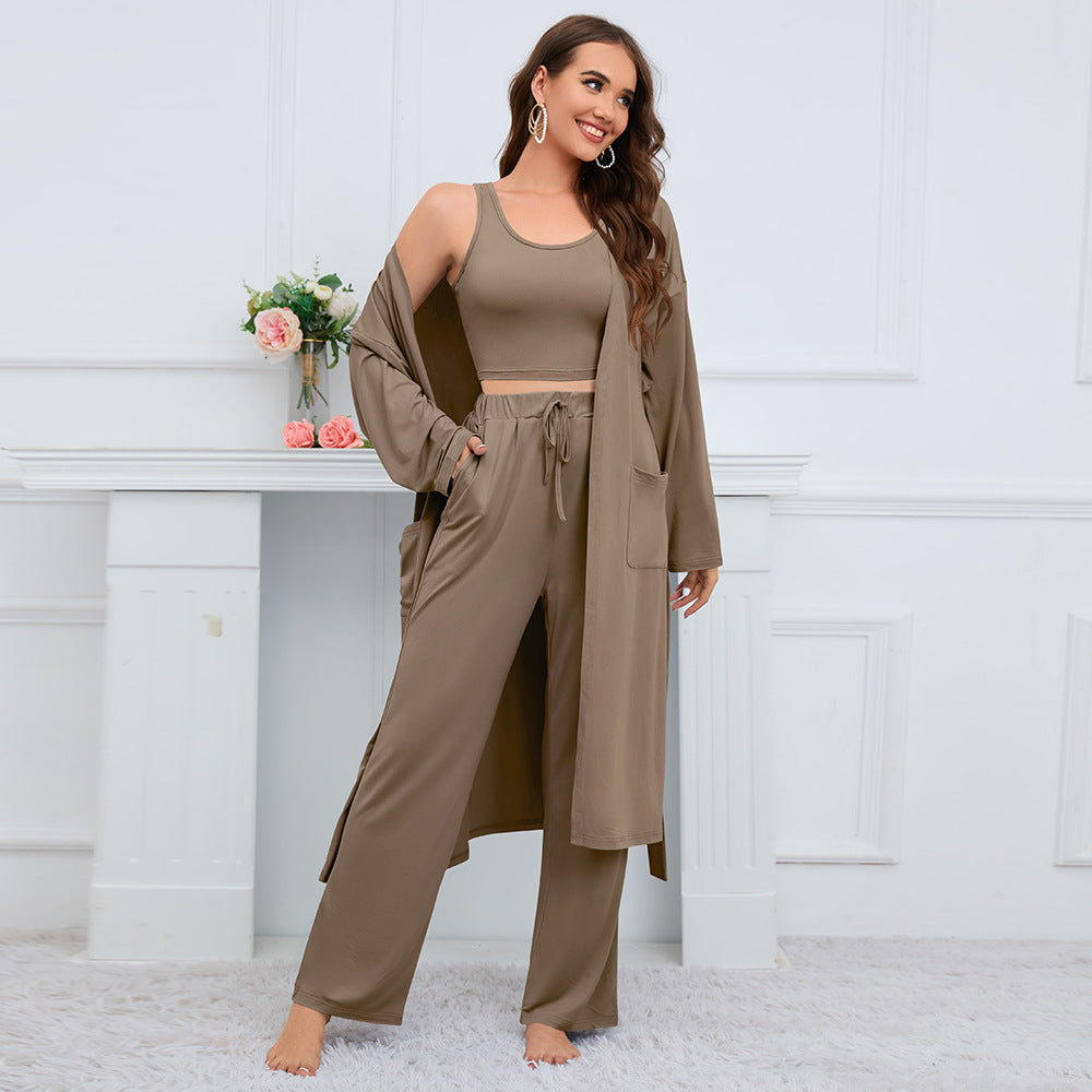 Women's Fashion Camisole Coat Wide Leg Pants Suit