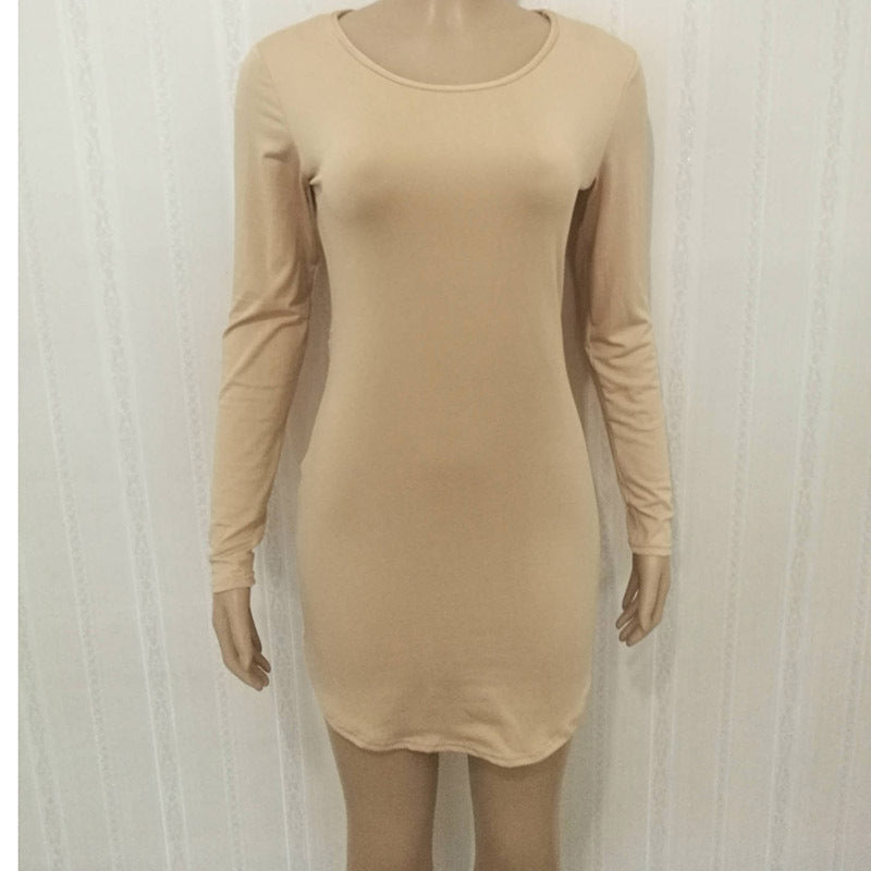 Ashley Girl Fall Solid Color Long Sleeve Dress