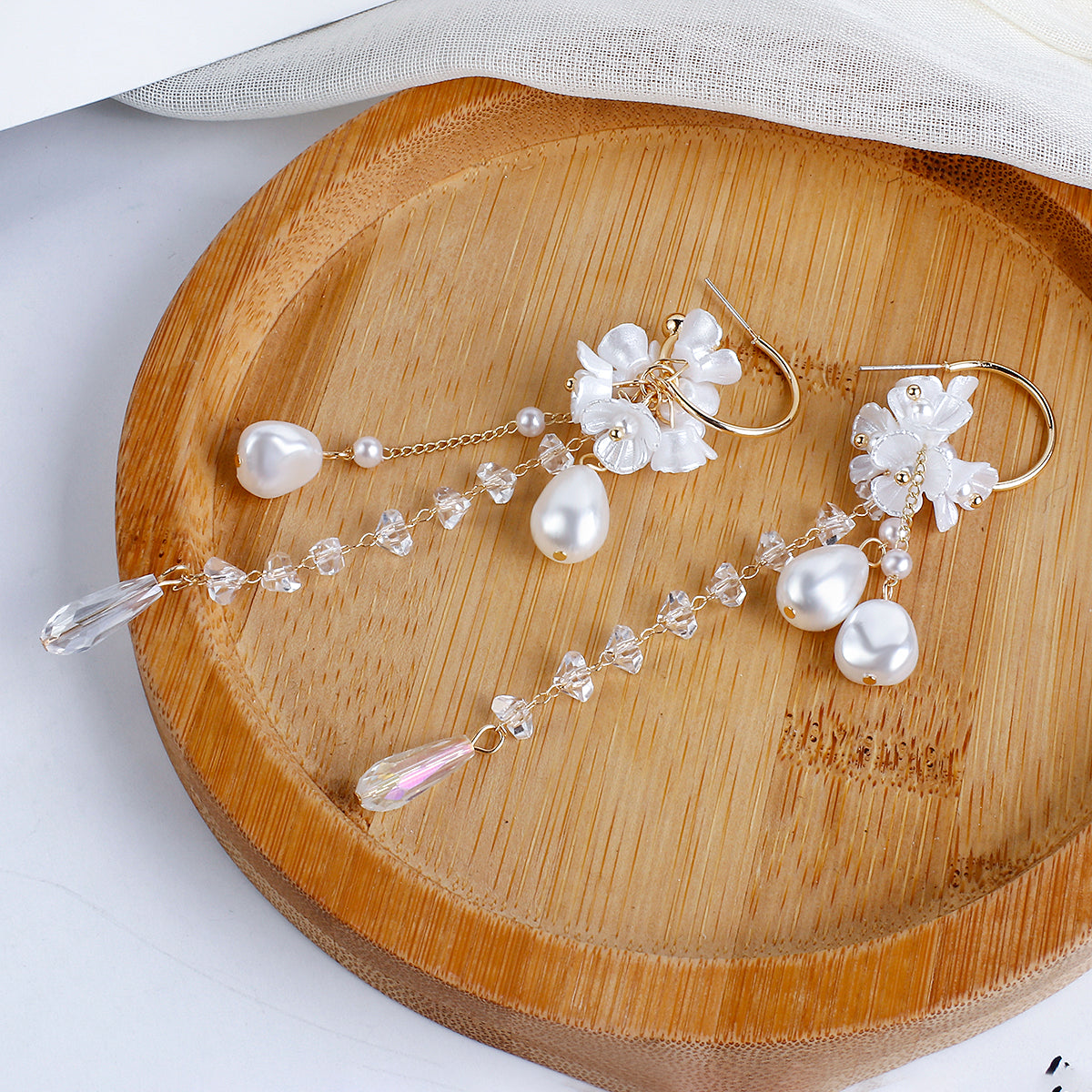 Fashion 925 Silver Needle Flower Pearl Earrings