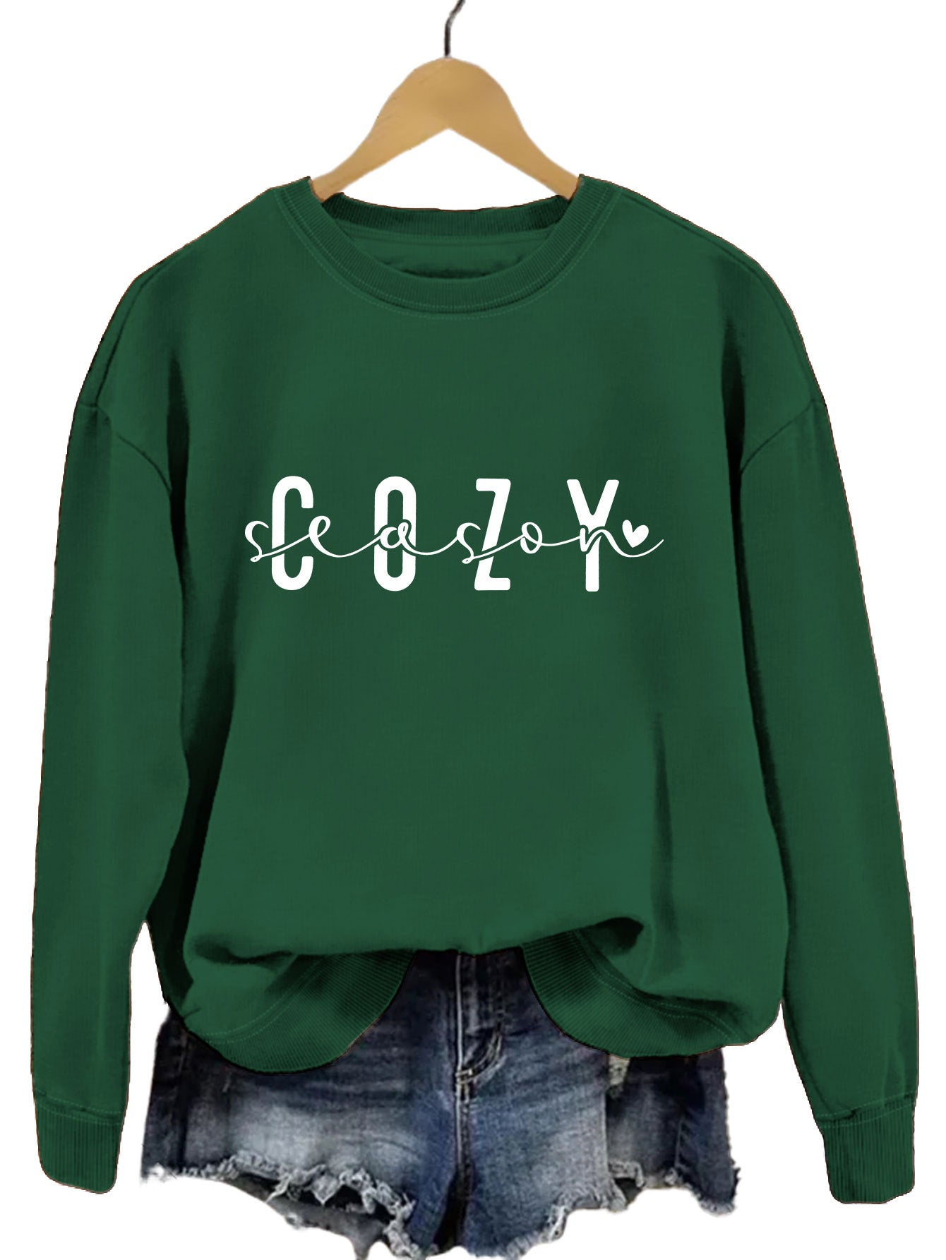 Fashion Printed Cozy Season Autumn Crew Neck Long Sleeve All-match Loose Sweater