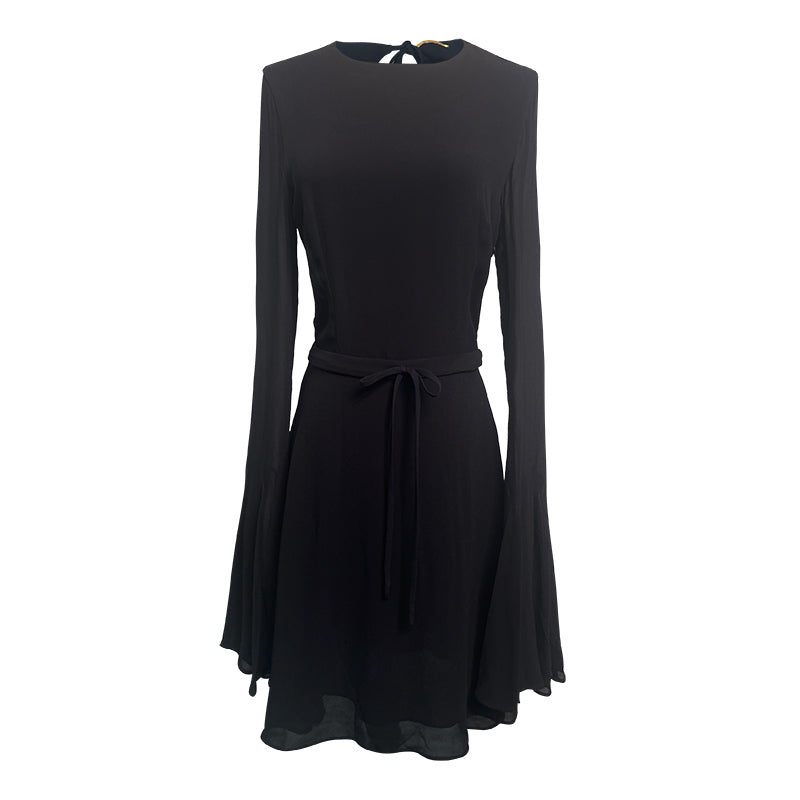 Special-interest Design Bare Back Tie-neck Flared Sleeves Dress