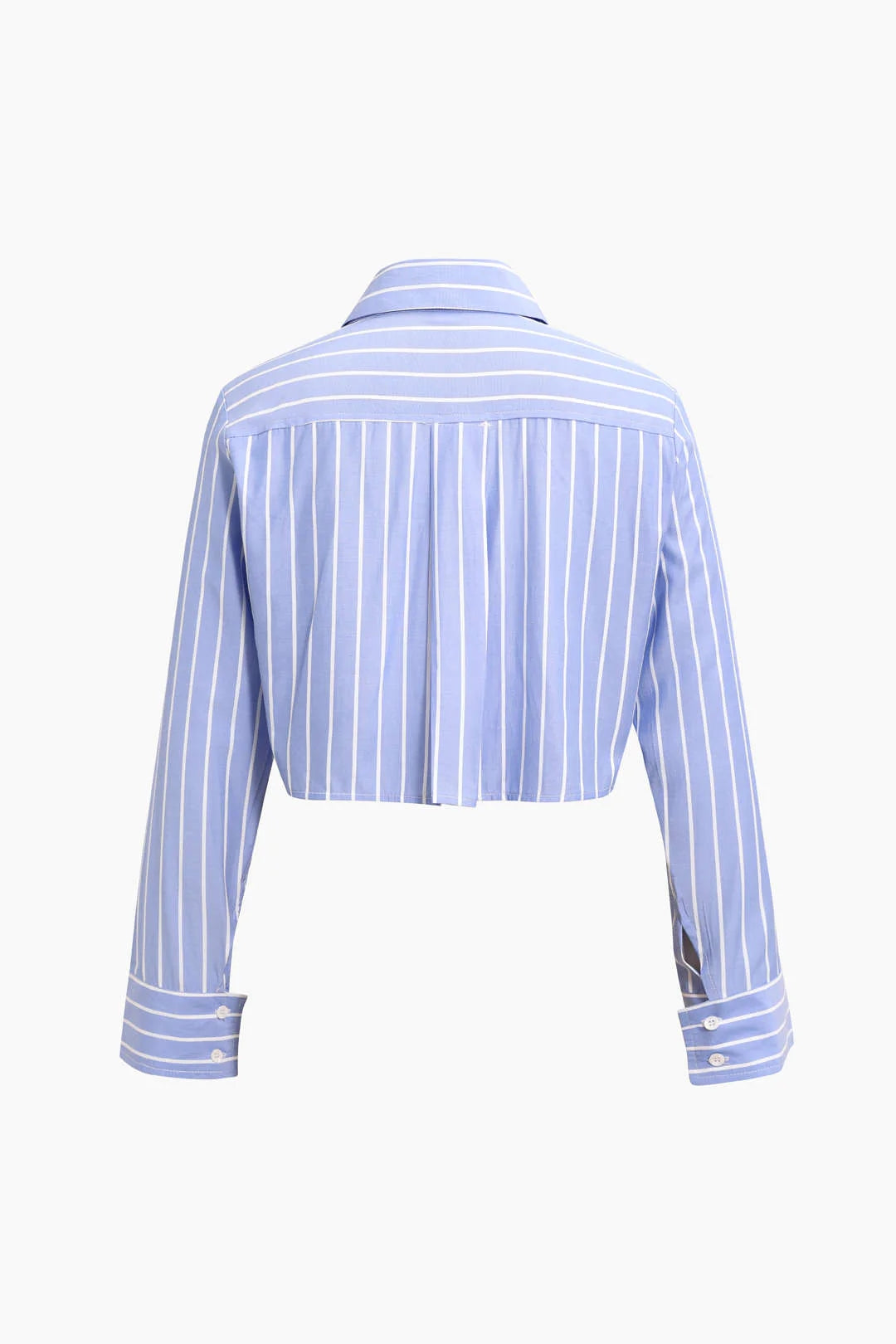 New Women's Lapel Stripe Pockets Decorate Long -sleeved Loose Short Shirt