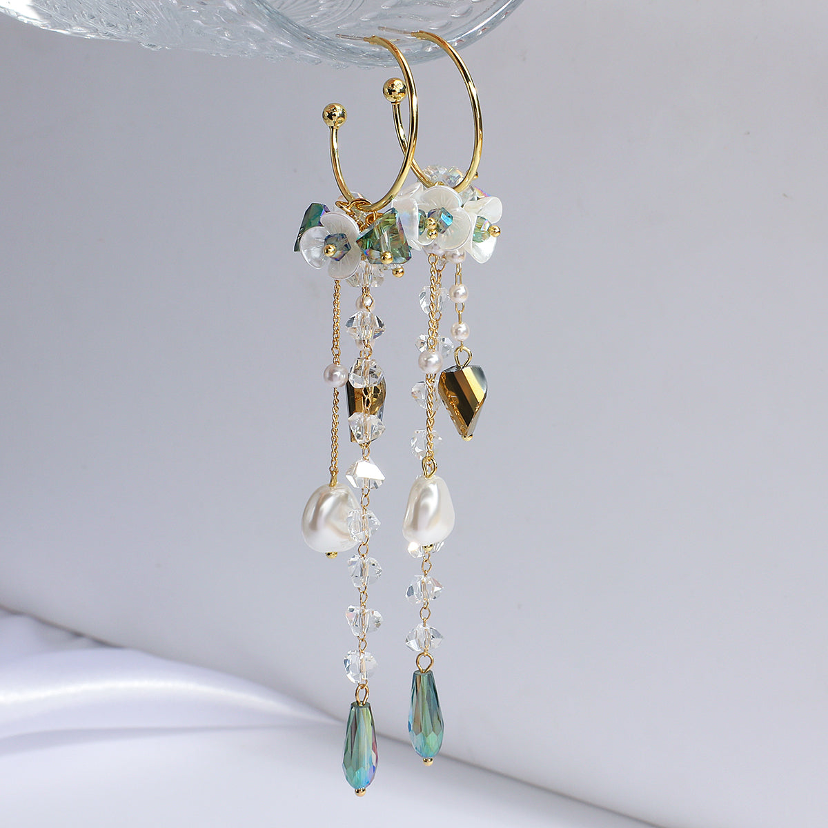 Fashion 925 Silver Needle Flower Pearl Earrings