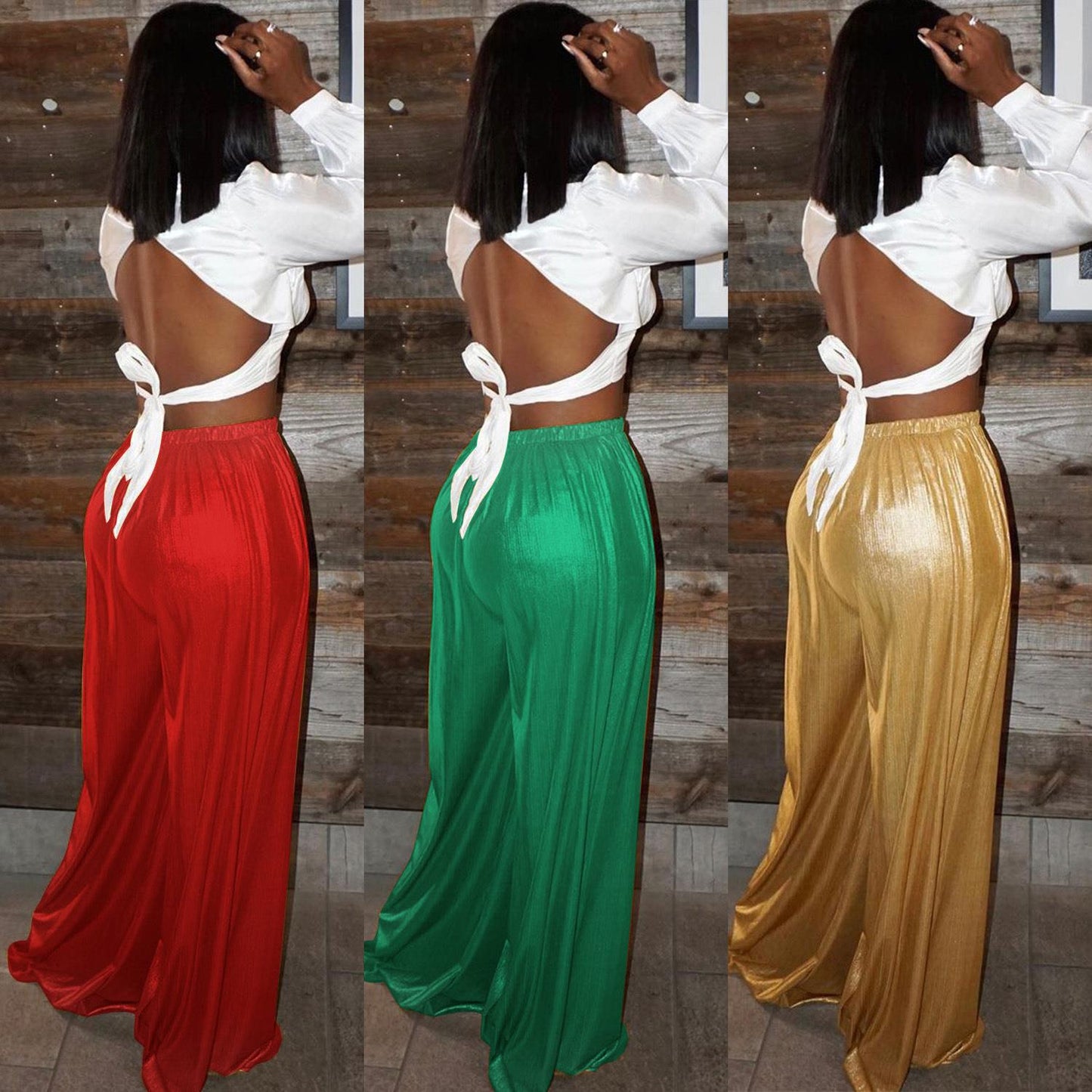 Casual Bronzing Wide-leg Pants Women's Trousers