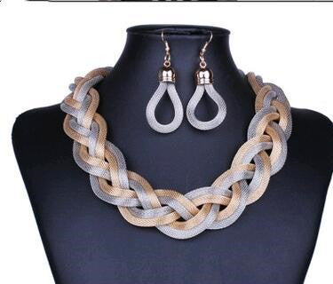 Cute Hand-woven rope necklace chain and earring set